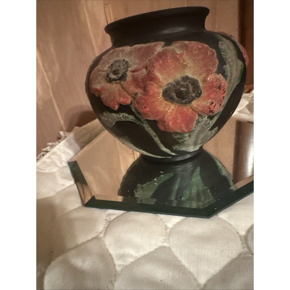 Tiffin Art Deco black satin glass vase - Picture 6 of 7